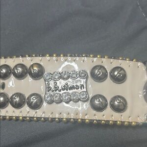 B.B. Simon Belt in Cream with Silver and Gold Accents